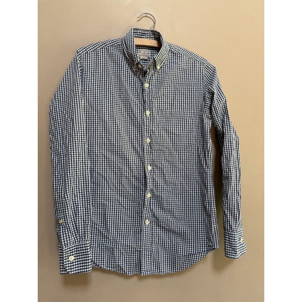 J. Crew 100% Cotton Mens XS Shirt Blue Check Button Up Long Sleeve Preppy